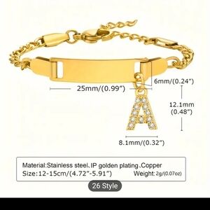 New Kids size initial "B" cz AUTHENTIC GENUINE SOLID 18k stainless steel